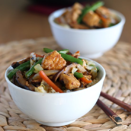 Tofu and Shiitake Stir-Fry