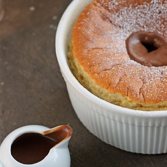 Vanilla Soufflé with Chocolate Sauce