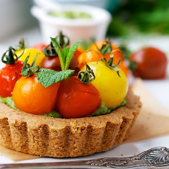 Cherry Tomato and Mint Pesto Tart