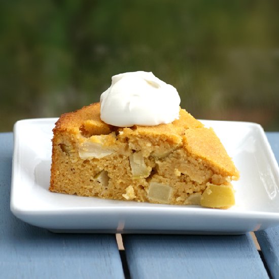 Apple Polenta Cake w Creme Fraiche