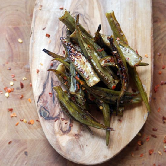 Spicy Szechuan Roasted Okra