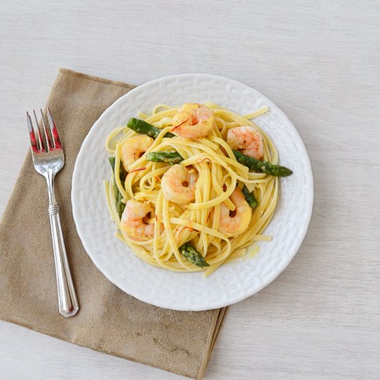 Saffron Shrimp Linguine