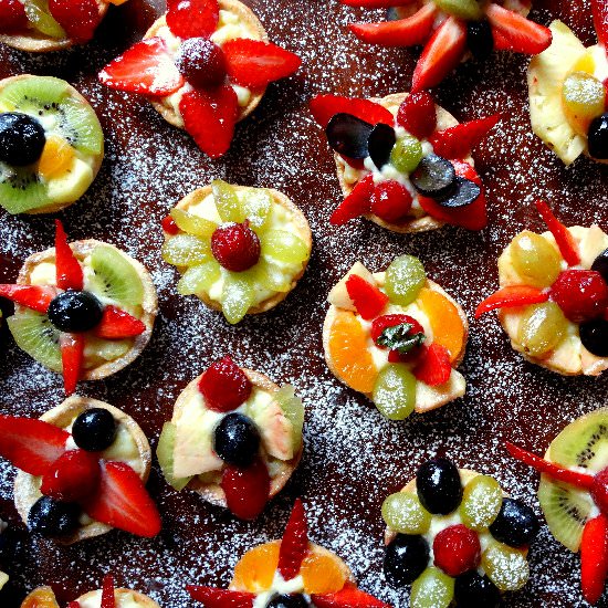 Colourful mini fruit tarts