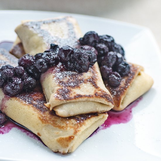 Cheese Blintzes & Blueberry Sauce