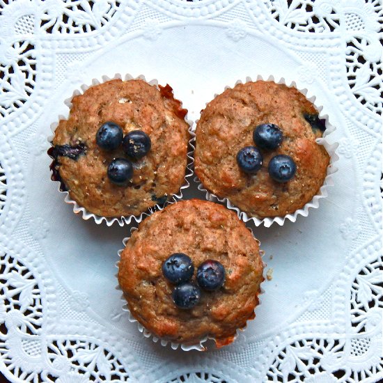 Healthier Blueberry-Banana Muffins