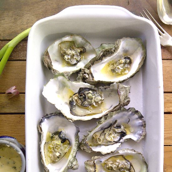 Oysters with lemon butter