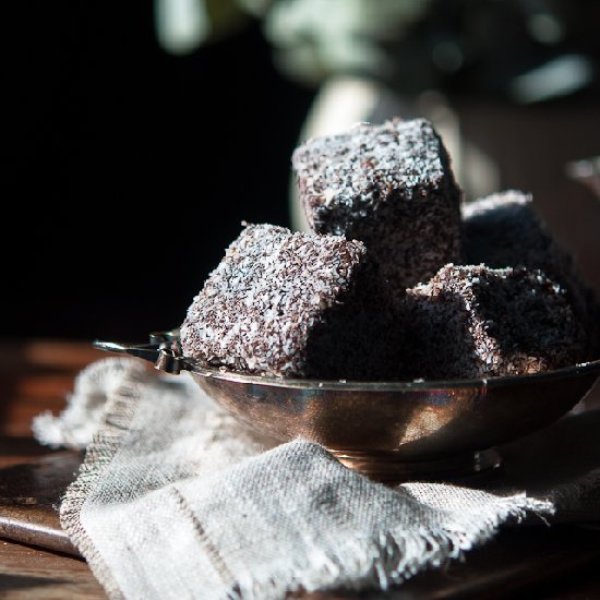 Mocha cherry lamingtons