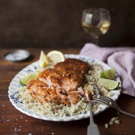 Grilled salmon with harissa