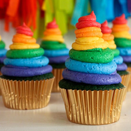 Rainbow & Green Velvet Cupcakes