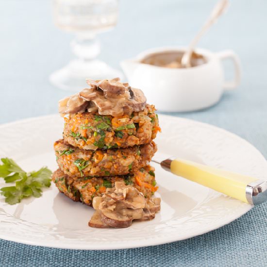 Kasha Cakes with Mushroom Sauce