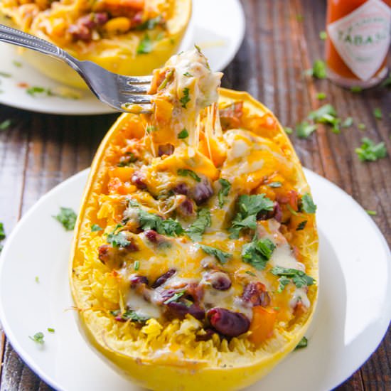 Tex Mex Spaghetti Squash Boats