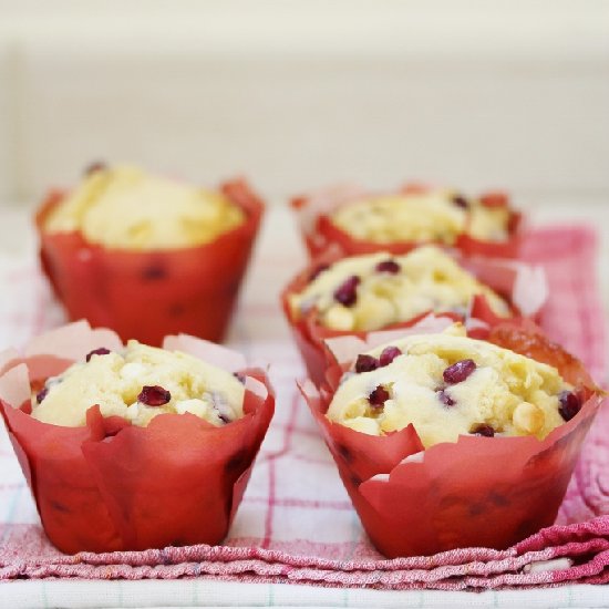 Pomegranate White Chocolate Muffins