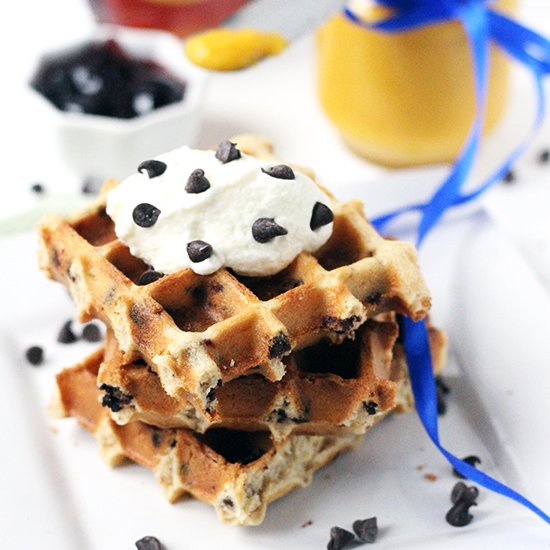 Easy Eggless Chocolate Chips Waffle