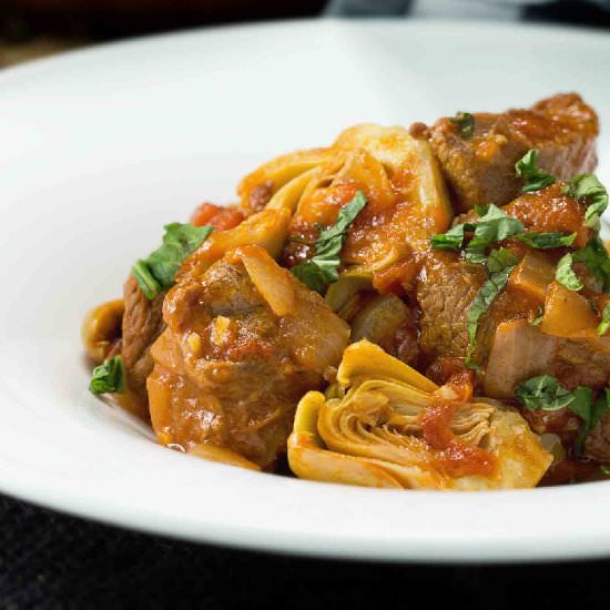 Lamb Stew with Artichokes & Olives