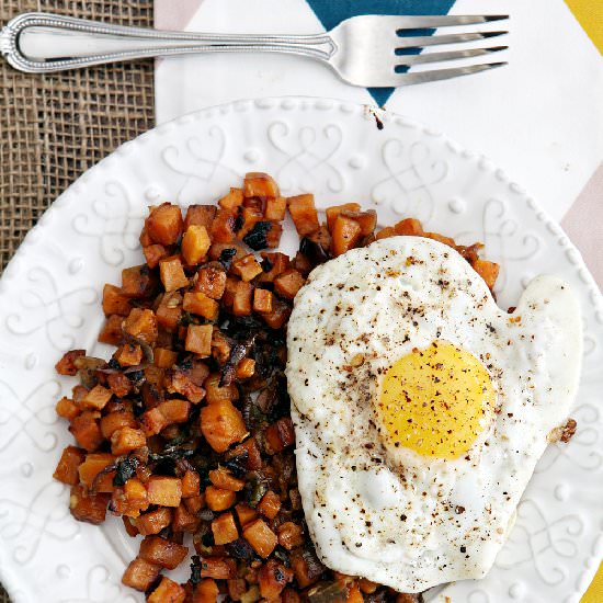 Sweet Potato Hash with Fried Egg