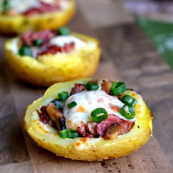 Philly Cheese Steak Potato Skins