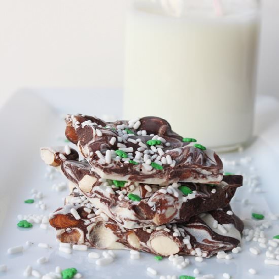 Double Chocolate and Shamrock Bark