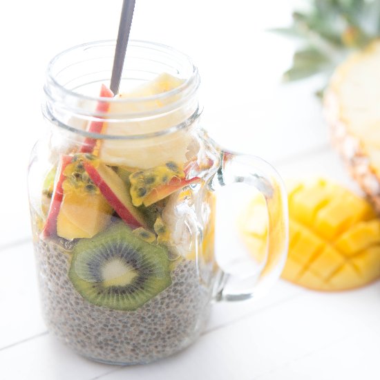 Vegan Tropical Fruit Chia Pudding