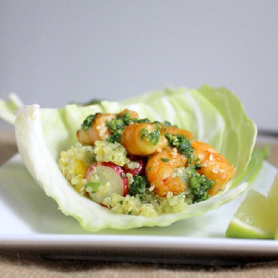 Cabbage Wraps w. Shrimp & Quinoa