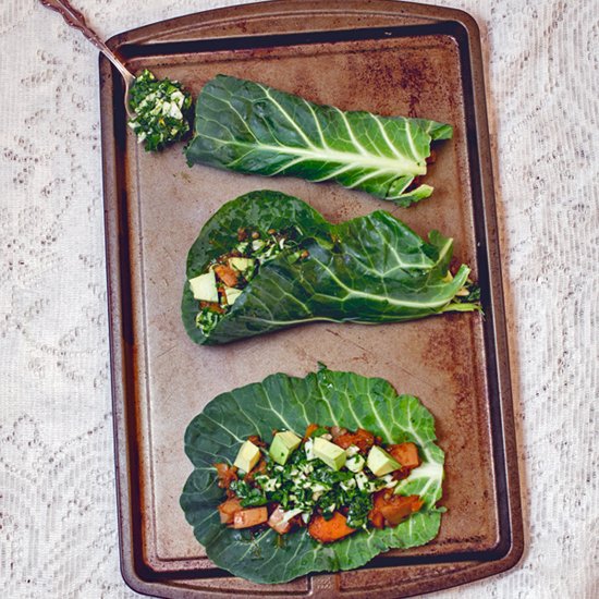 Butternut & Lentil Collard Wraps