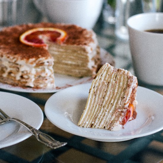 Tiramisu Mille Crepe Cake