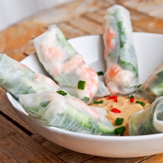 Shrimp and Cucumber Fresh Spring Rolls