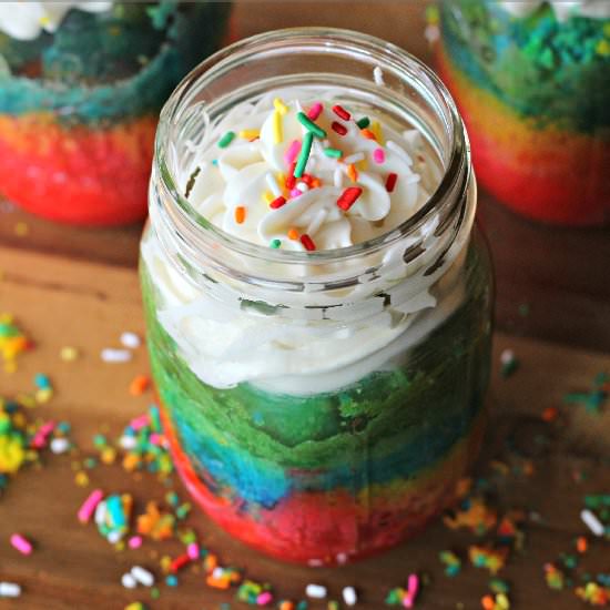 Mason Jar Rainbow Cake