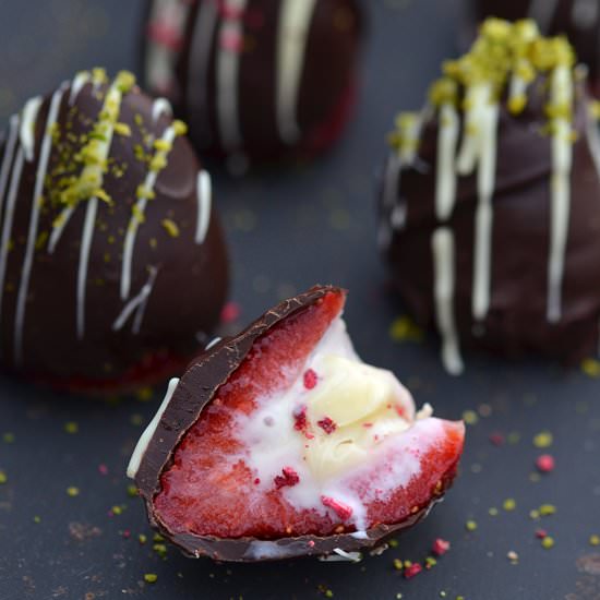 Strawberries with ganache