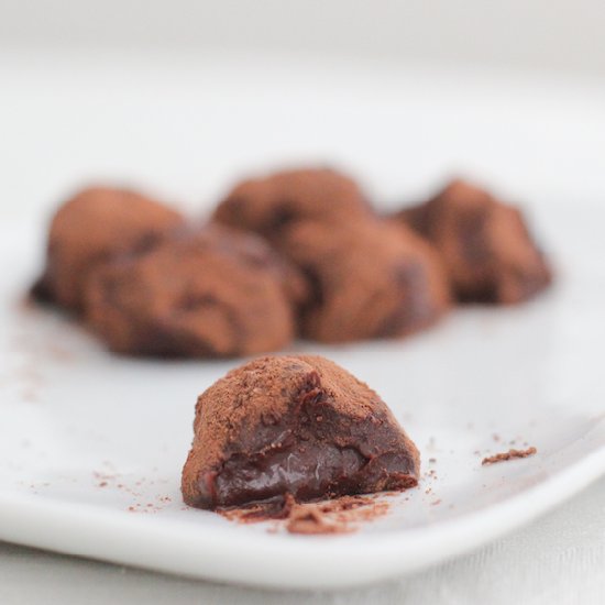 Dark chocolate raspberry truffles