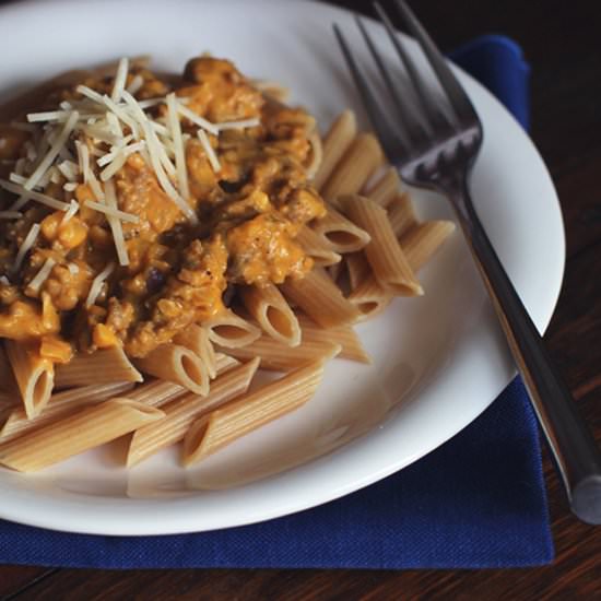 Pasta w Sausage Pumpkin-Cream Sauce