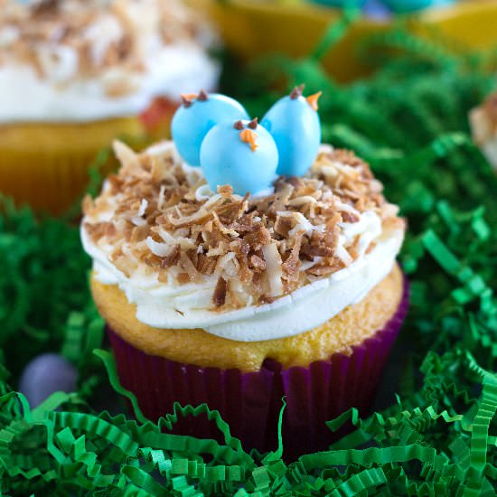 Easy Birds Nest Cupcakes