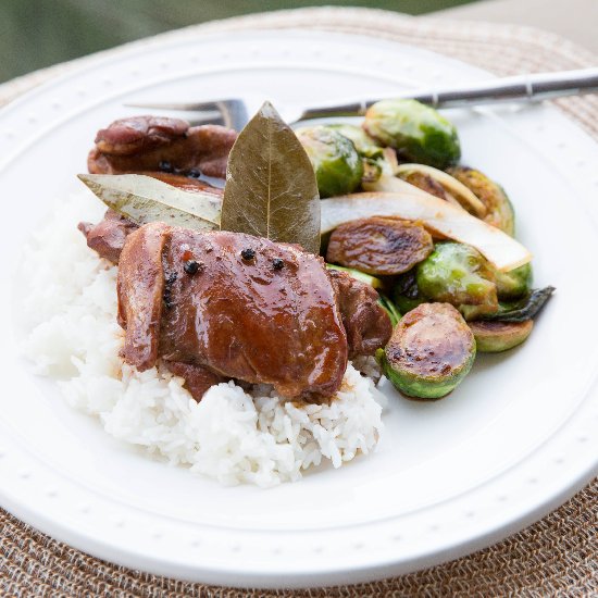 Chicken Adobo and Brussel Sprouts