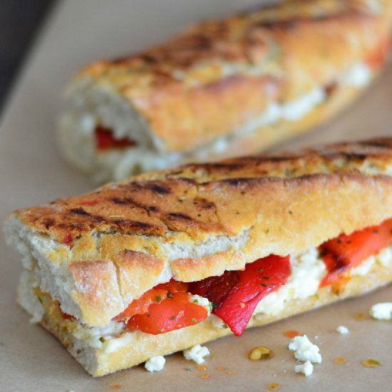 Roasted Bell Pepper & Feta Sandwich