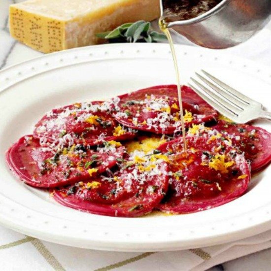 Beet Ravioli with Meyer Lemon