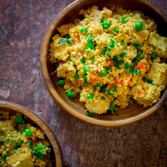 Curried Couscous with Peas & Tofu