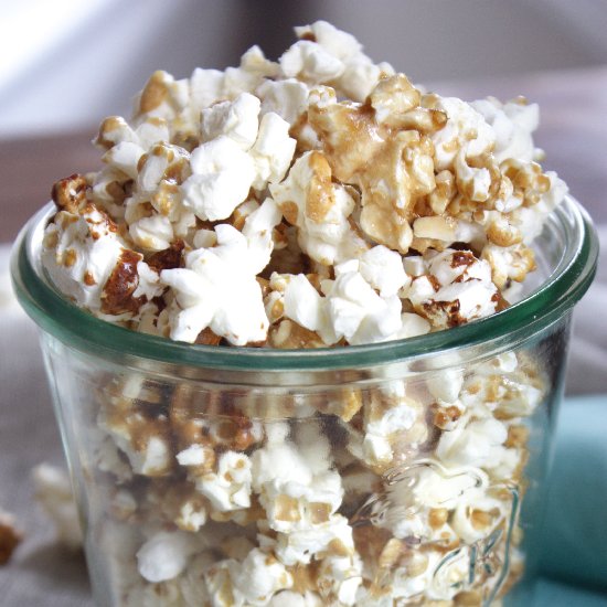 Salted Caramel Almond Popcorn