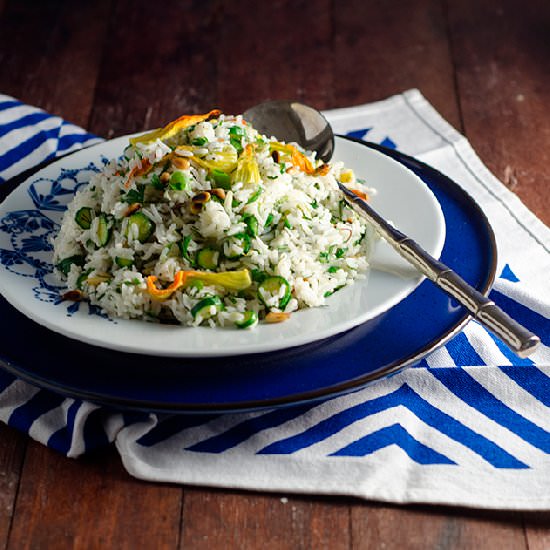 Zucchini Flower Rice Salad