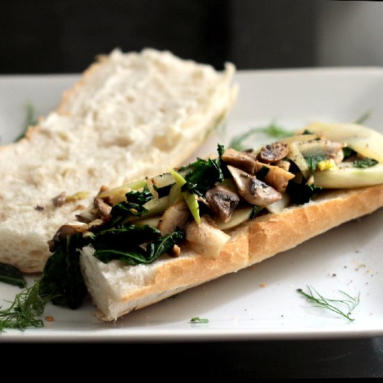 Kale, Fennel, and Mushroom Sandwich