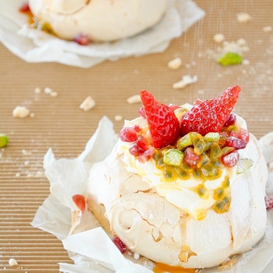 Mini Pavlovas with Passion Fruit