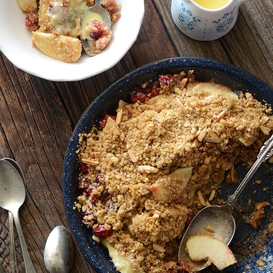 Blackberry and apple crumble