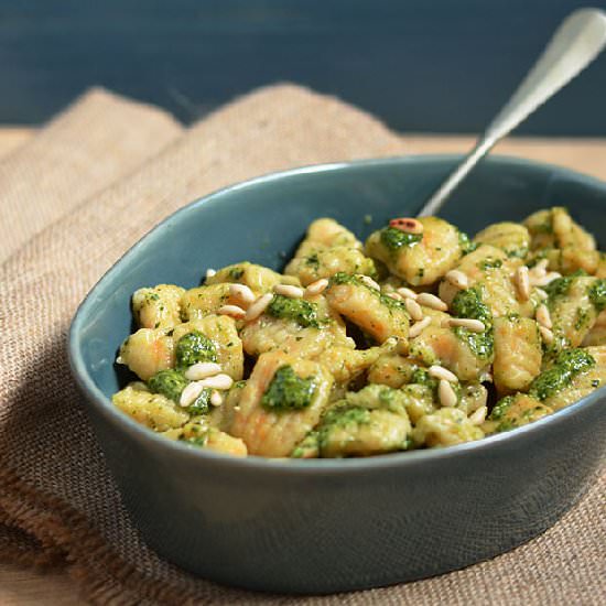 Pumpkin Gnocchi and Coriander Pesto