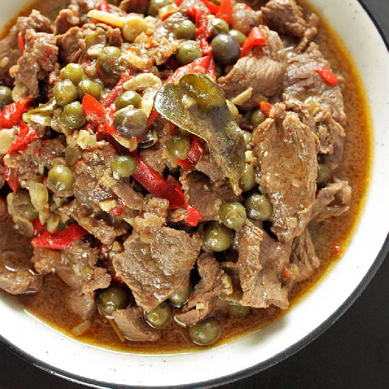 Beef and green nightshade stir fry