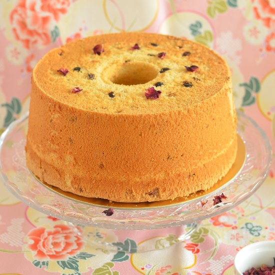 Rose cranberry chiffon cake