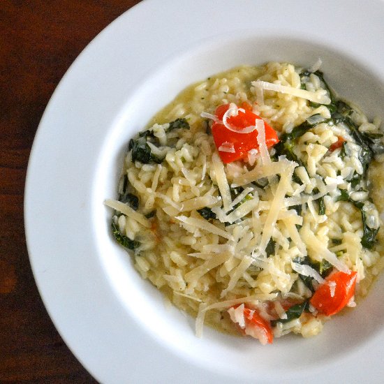 Kale and roasted tomato risotto