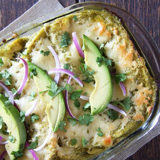 Salsa Verde Chicken Enchiladas