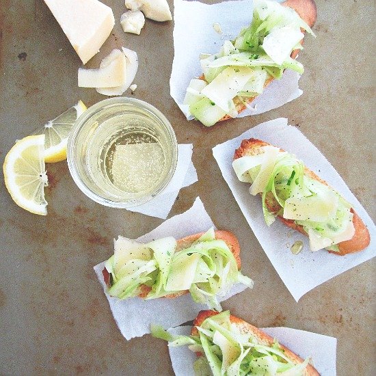 Shaved Broccoli and Parm Crostini