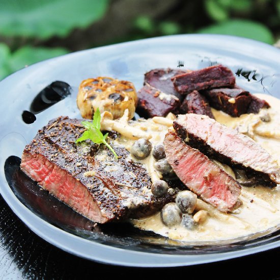 Ribeye Steak Creamy Mushrooms Sauce