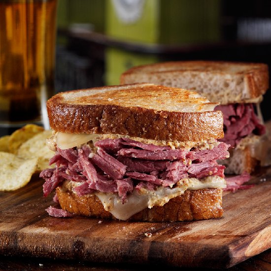 Pulled Corned Beef on Seared Rye