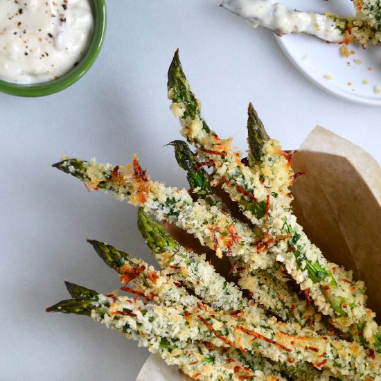 Baked Asparagus Fries Garlic Aioli