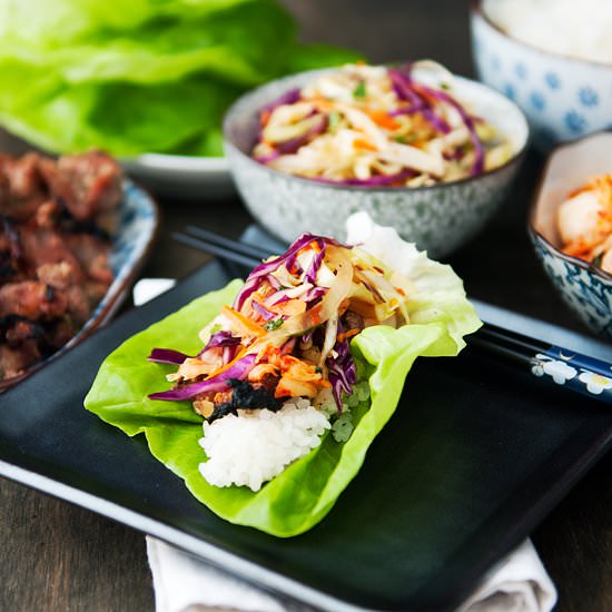 Korean Barbecue Pork Lettuce Wraps